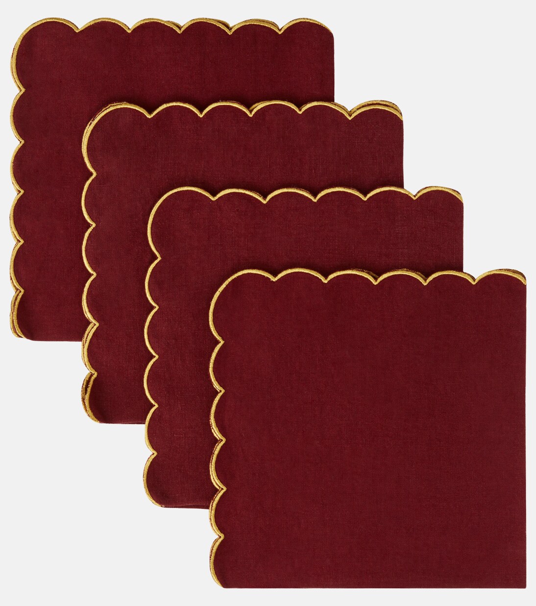 Set of 4 scalloped linen napkins | Once Milano