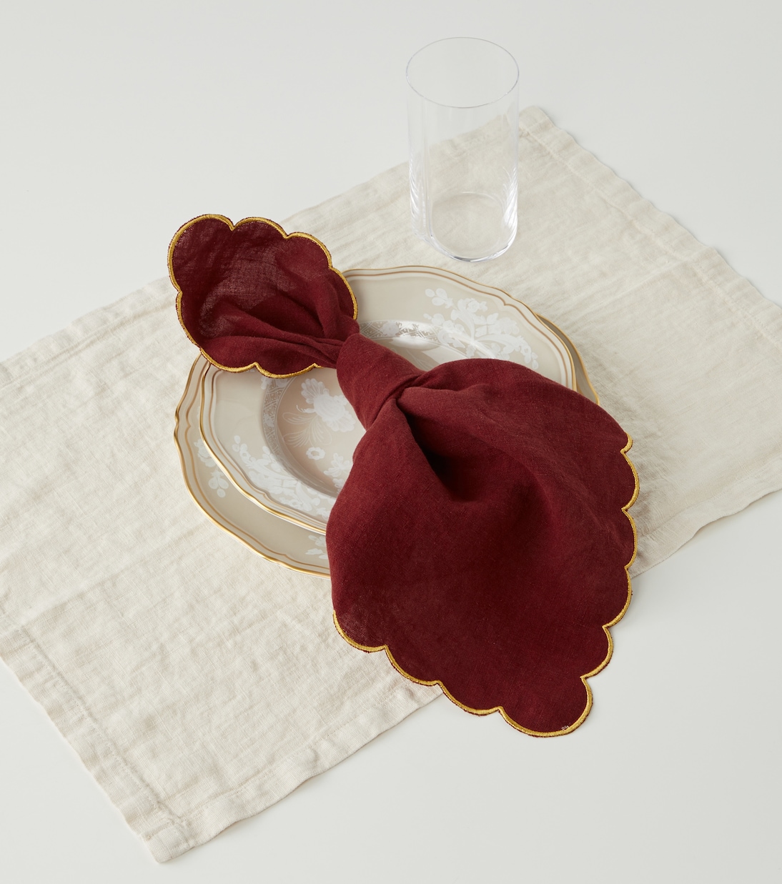 Set of 4 scalloped linen napkins | Once Milano