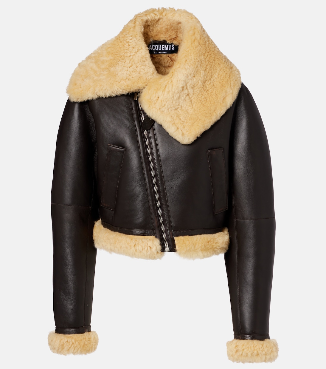 Aviatore cropped shearling-trimmed leather jacket | Jacquemus