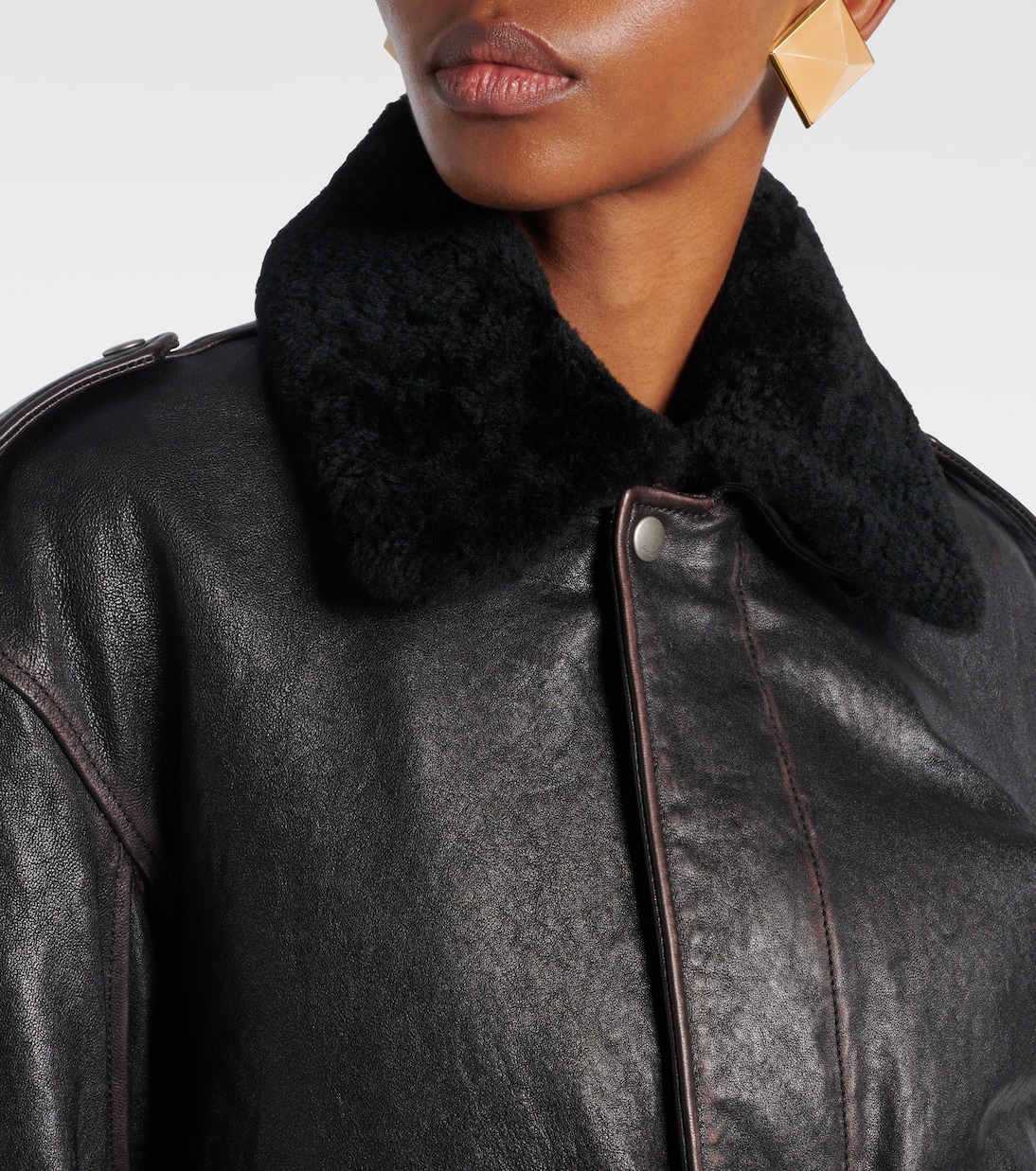 Veste en cuir et shearling | Saint Laurent