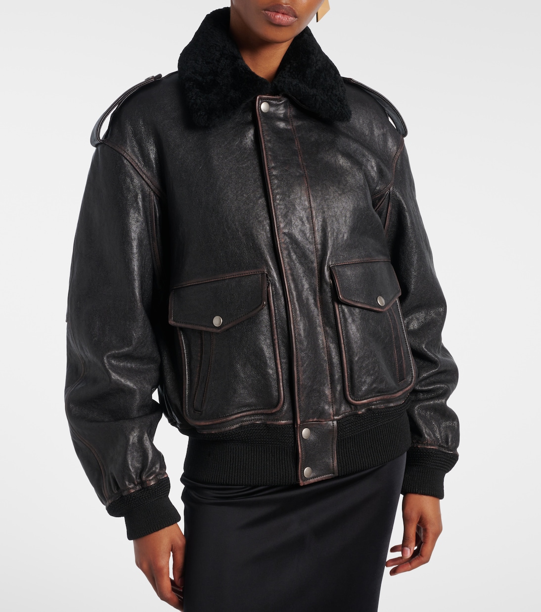 Veste en cuir et shearling | Saint Laurent
