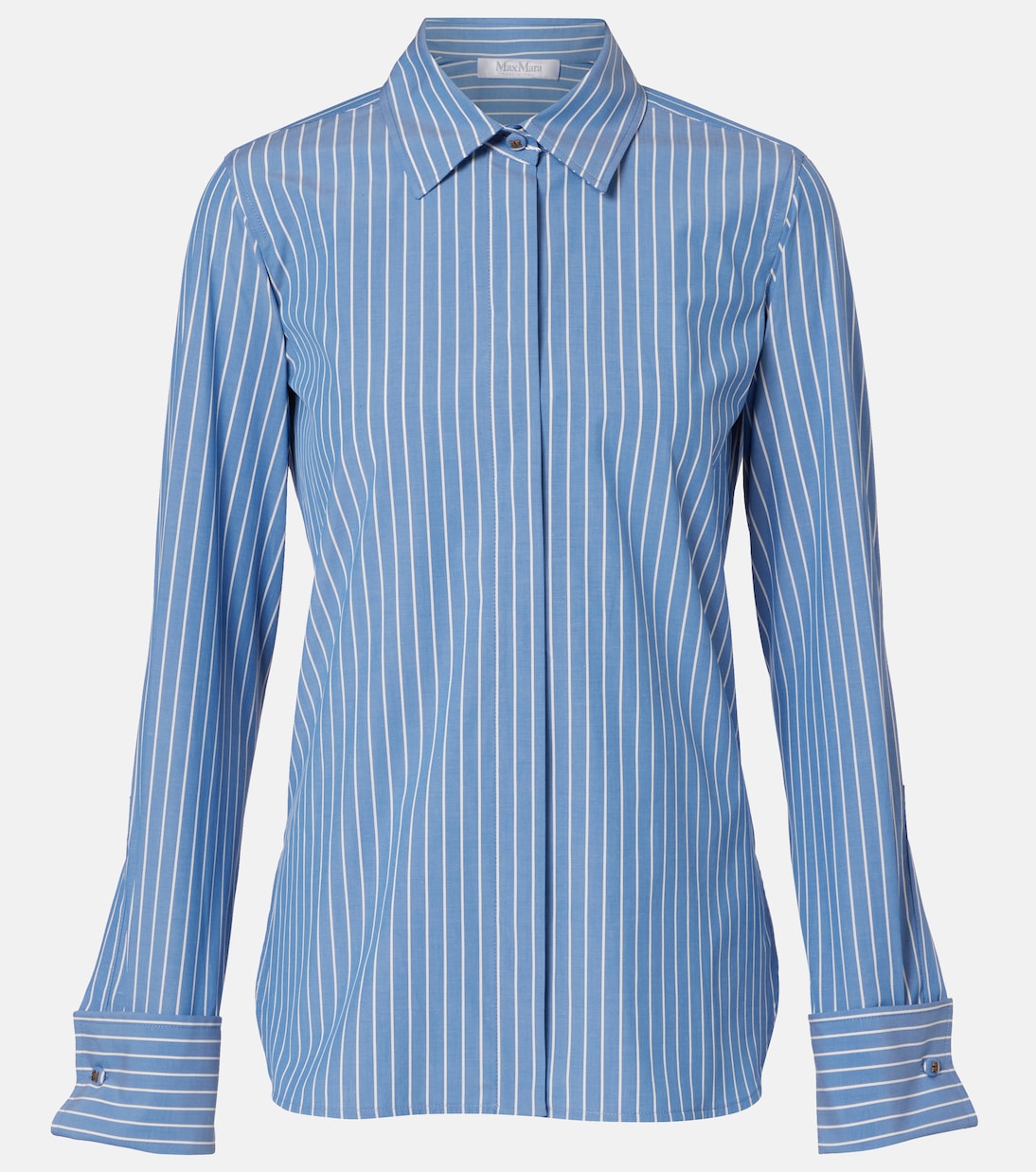 Camisa de popelín en mezcla de algodón a rayas | Max Mara