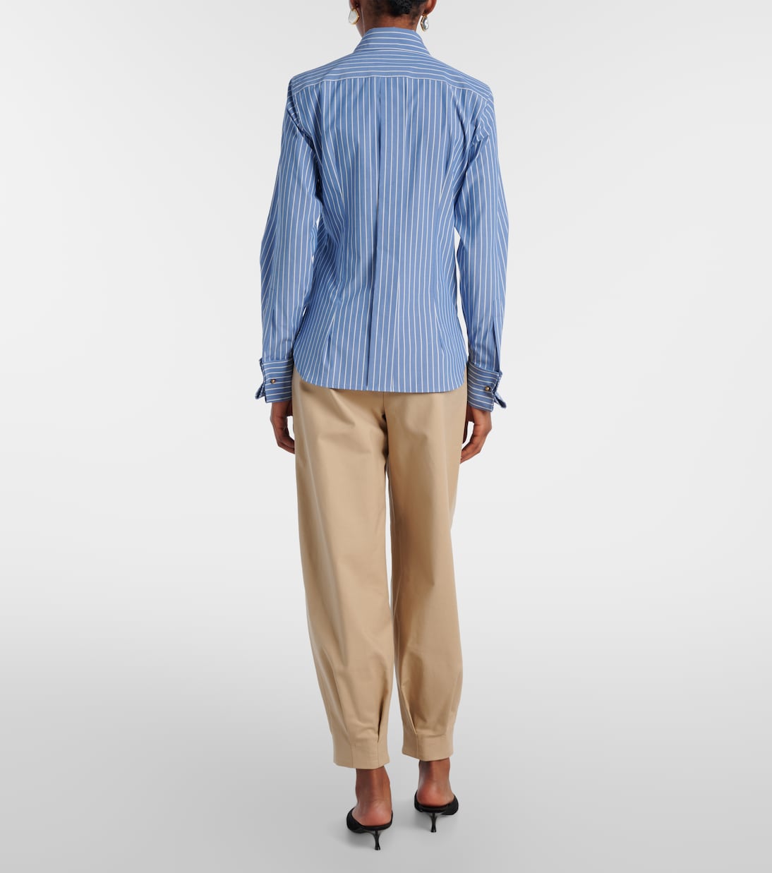 Camisa de popelín en mezcla de algodón a rayas | Max Mara