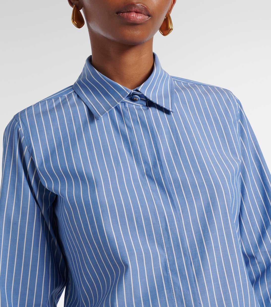 Camisa de popelín en mezcla de algodón a rayas | Max Mara