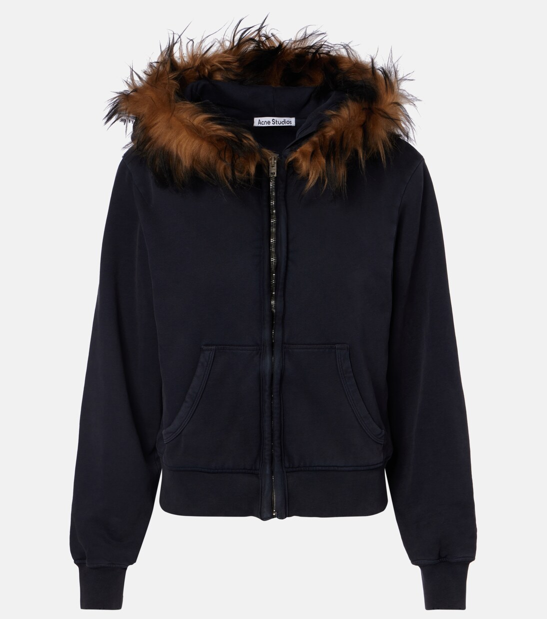 羊毛皮边饰棉质针织帽衫 | Acne Studios