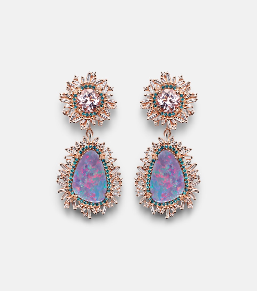 Boucles d’oreilles One Of A Kind en or rose 18 ct, opale, morganites et diamants | Suzanne Kalan