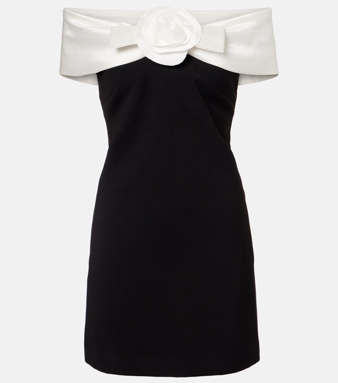 Floral-appliqué off-shoulder minidress | Self-Portrait