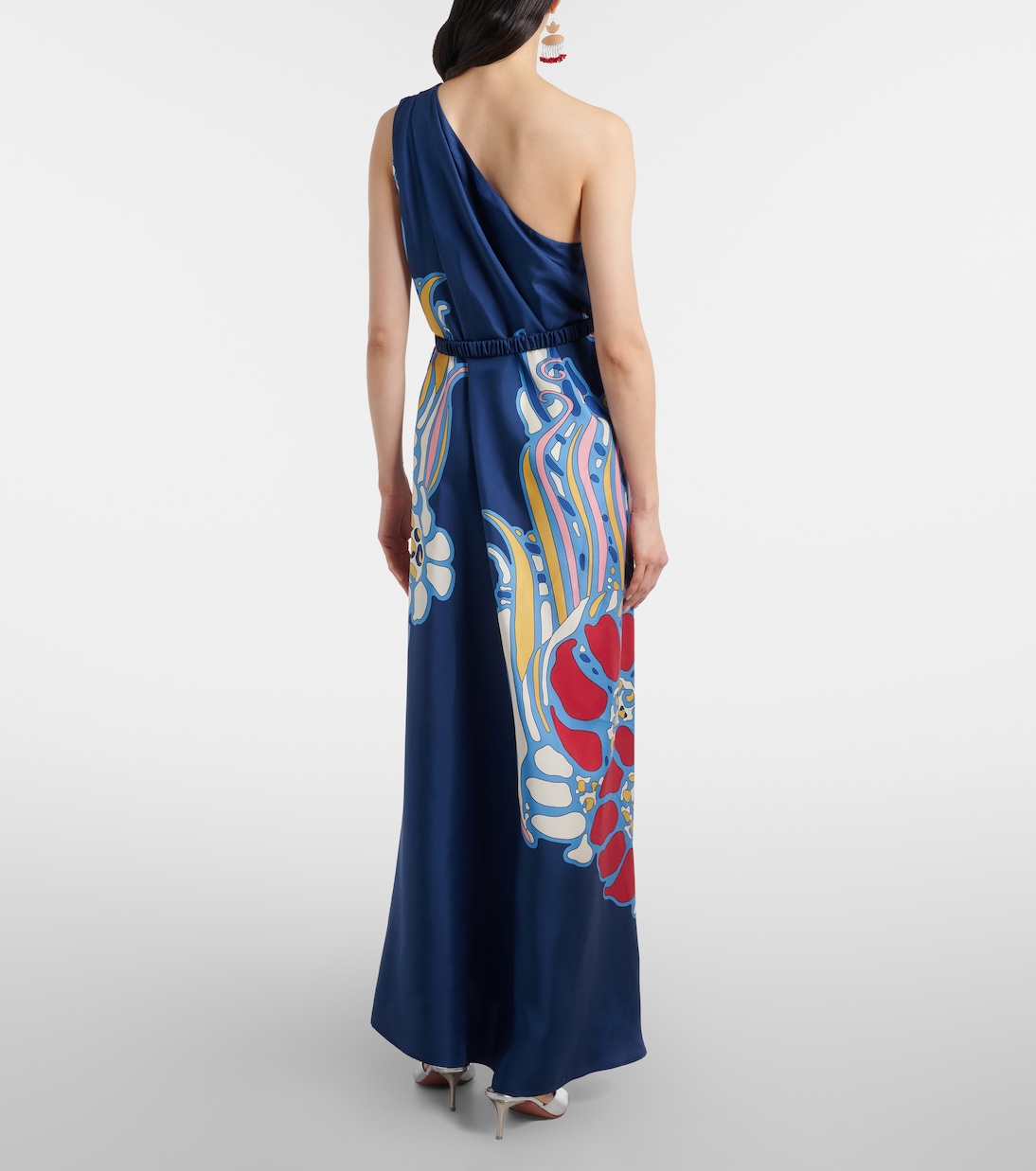 One-Shoulder-Maxikleid Roy aus Seiden-Twill | La DoubleJ