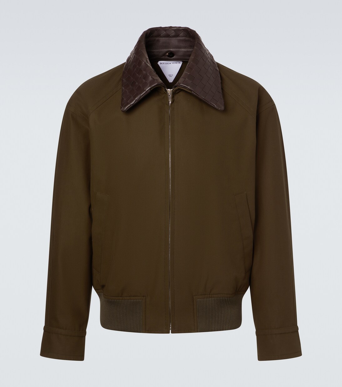 Leather-trimmed cotton twill blouson jacket | Bottega Veneta