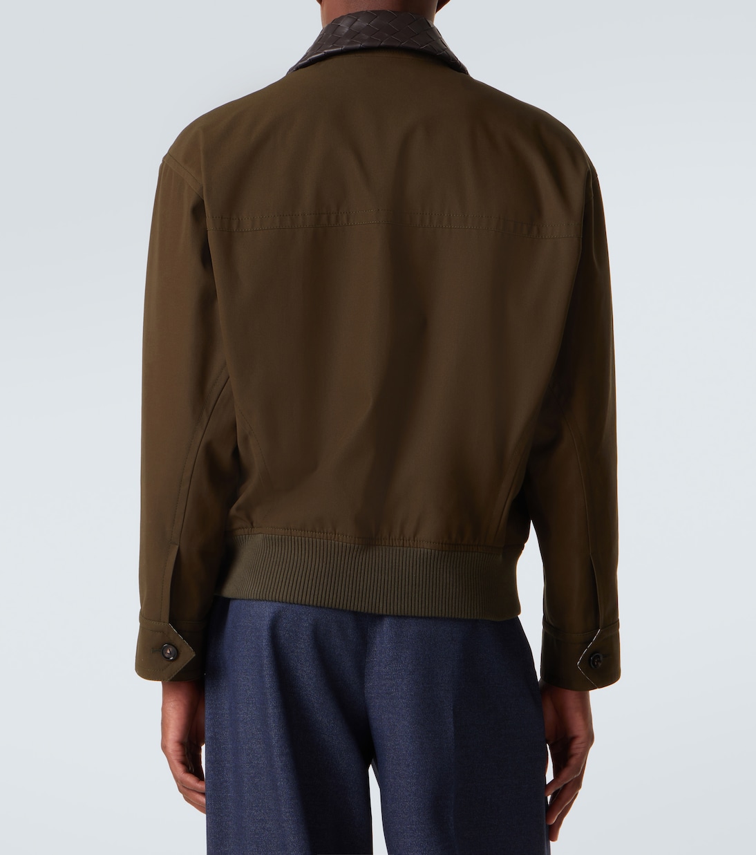 Leather-trimmed cotton twill blouson jacket | Bottega Veneta