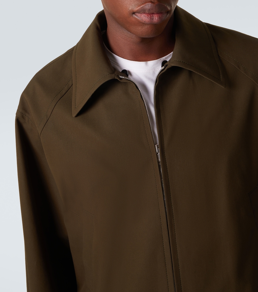 Leather-trimmed cotton twill blouson jacket | Bottega Veneta