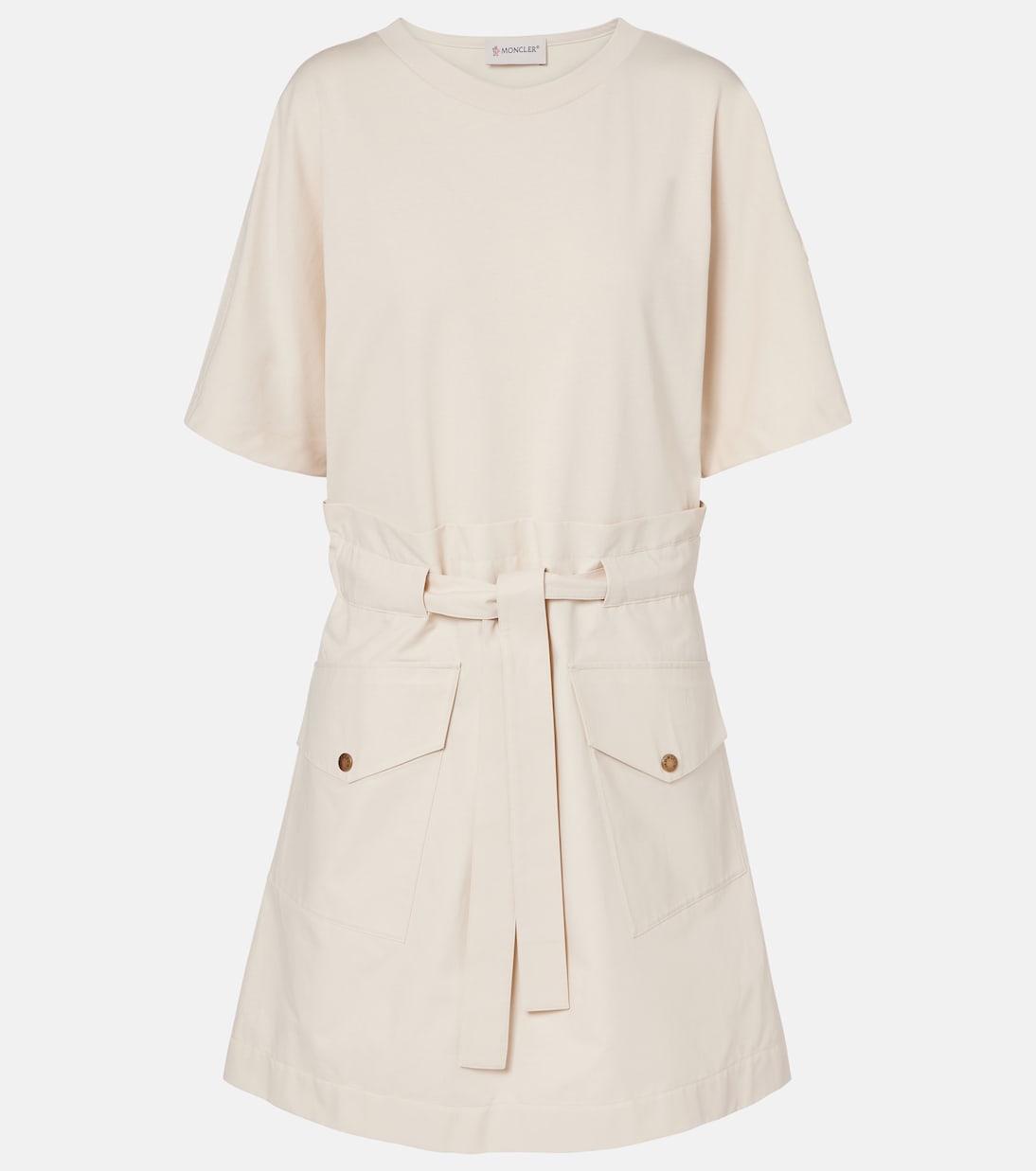 Belted cotton-blend jersey minidress | Moncler
