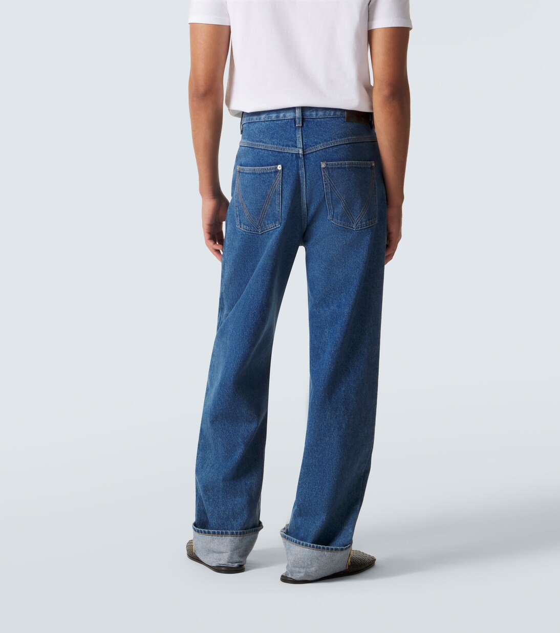 Jeans anchos con piel | Bottega Veneta