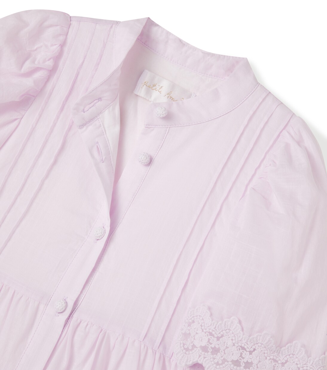 Abito chemisier in voile di cotone con pizzo | Petite Amalie  