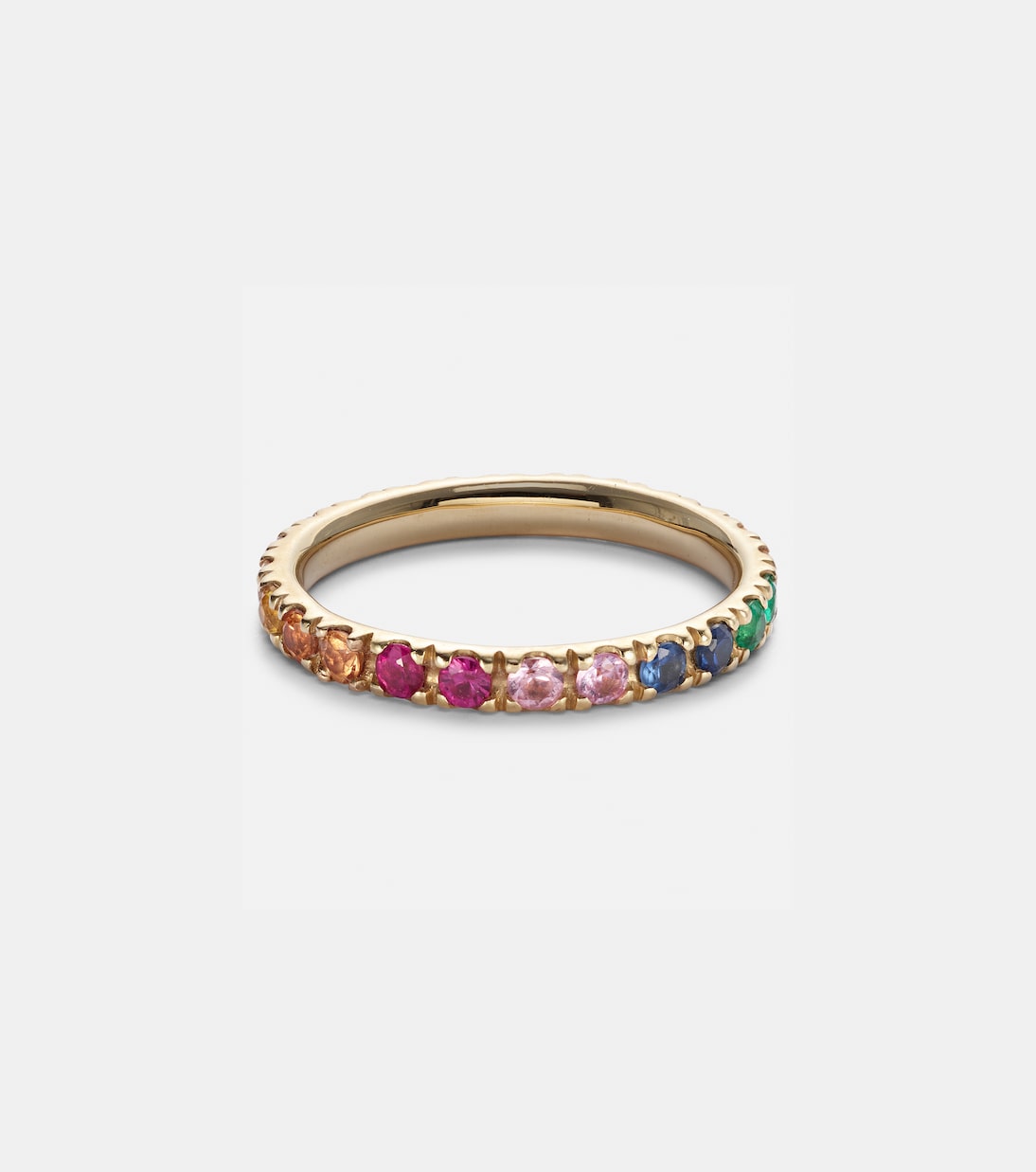 Anello Eternità Arcobaleno in Oro 14kt con Zaffiri, Rubini, Ametiste e Smeraldi per Giovani Stilisti