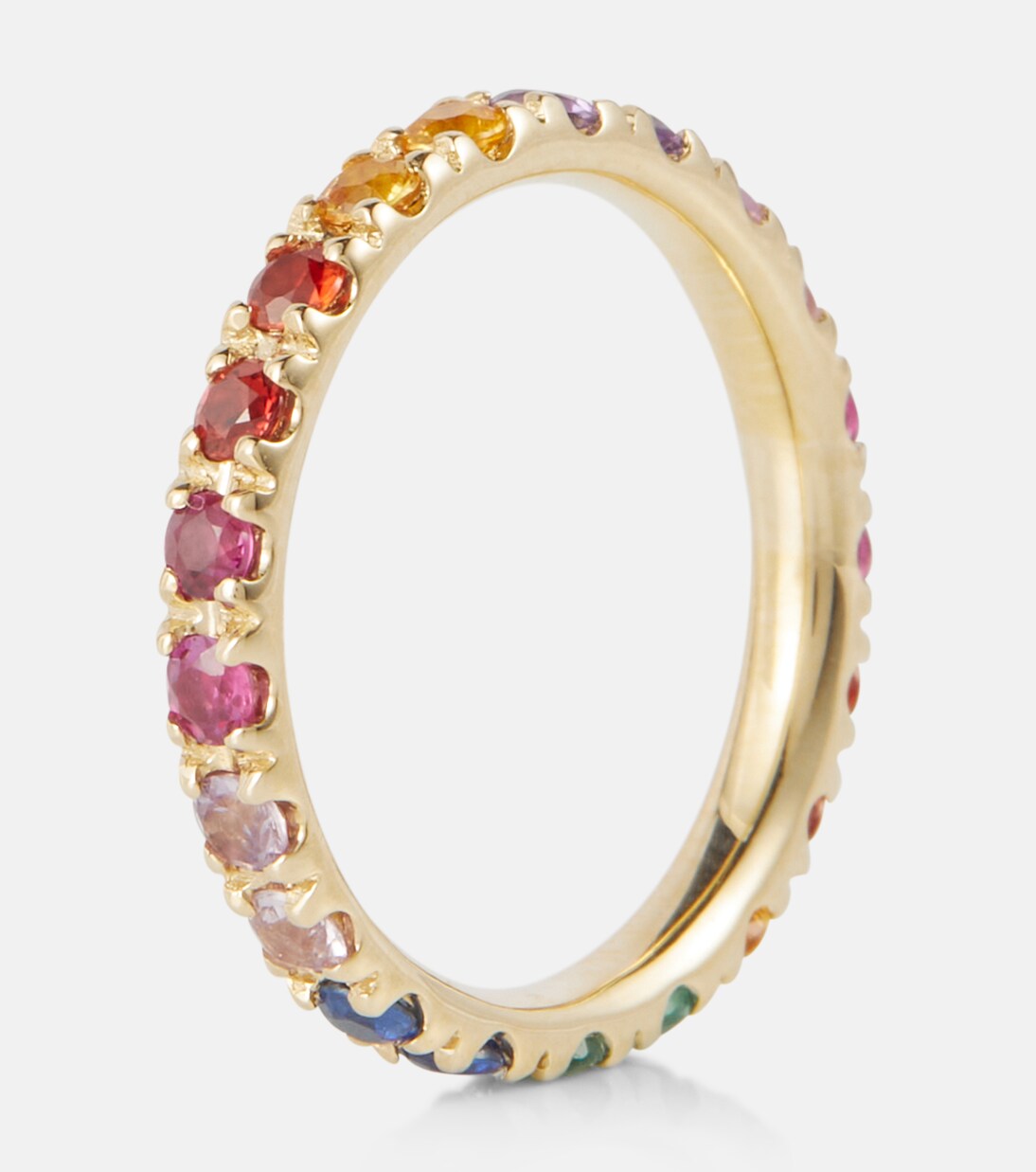 Anello Eternità Arcobaleno in Oro 14kt con Zaffiri, Rubini, Ametiste e Smeraldi per Giovani Stilisti