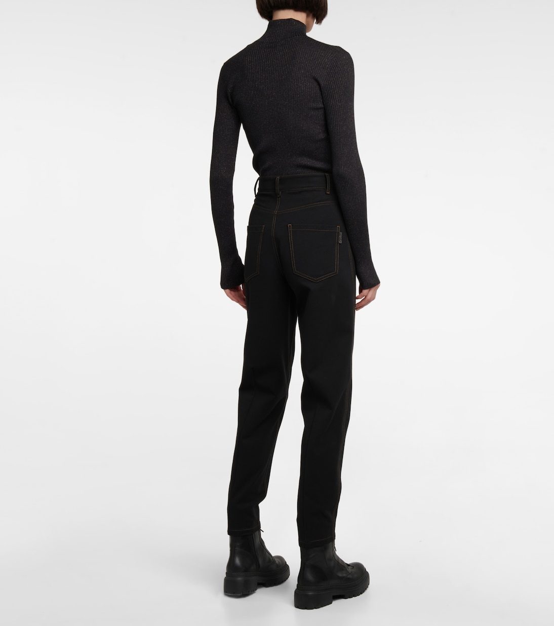 Pantaloni in misto cotone a vita alta | Brunello Cucinelli