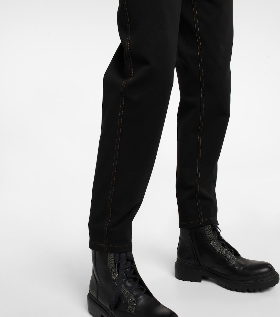 Pantaloni in misto cotone a vita alta | Brunello Cucinelli