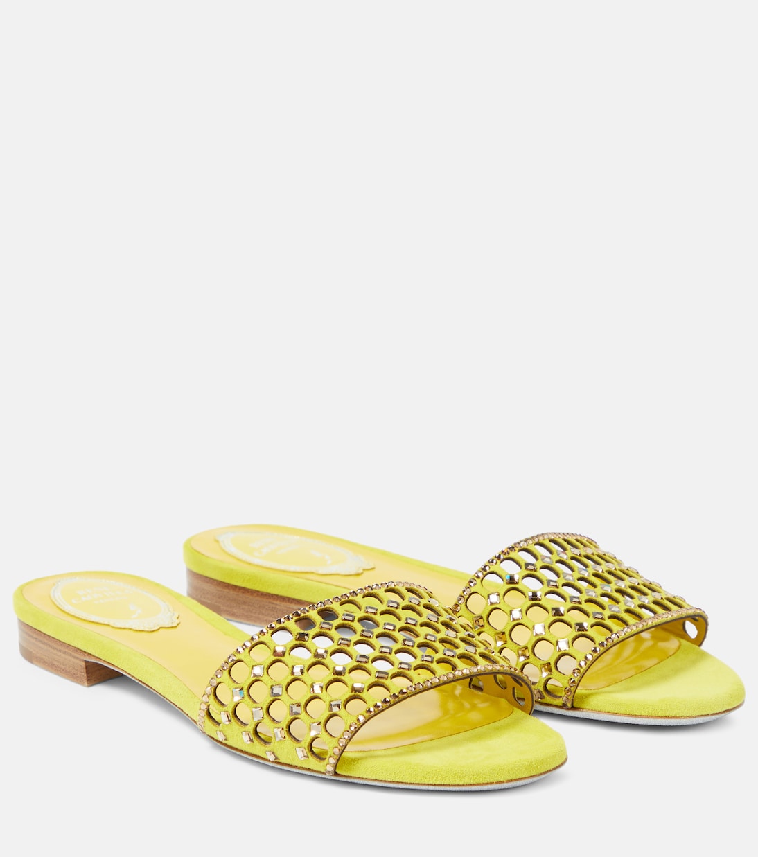 Crystal-embellished suede slides | Rene Caovilla