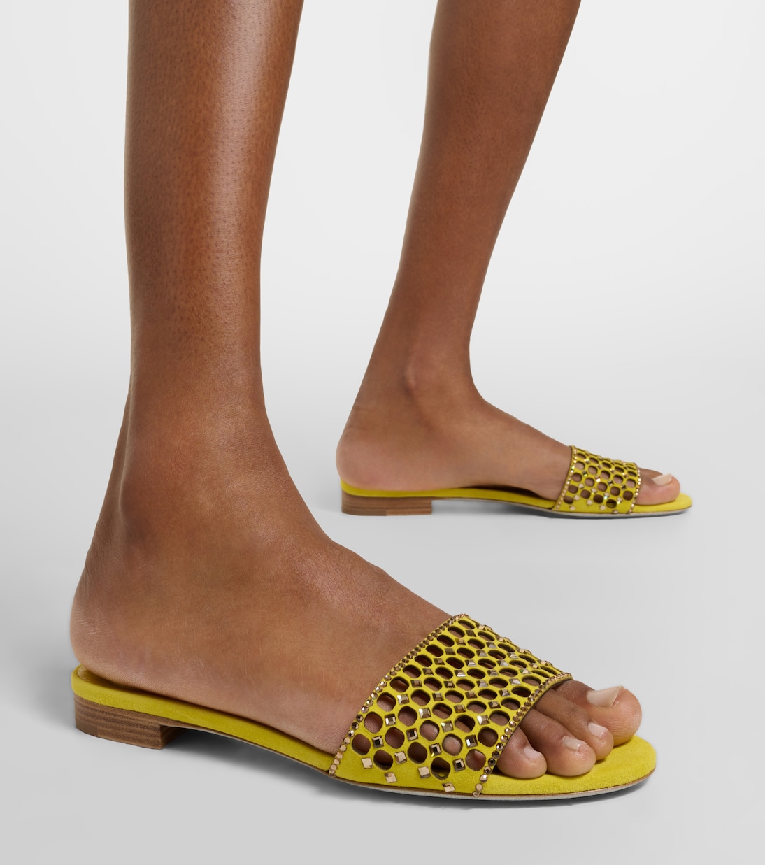 Crystal-embellished suede slides | Rene Caovilla