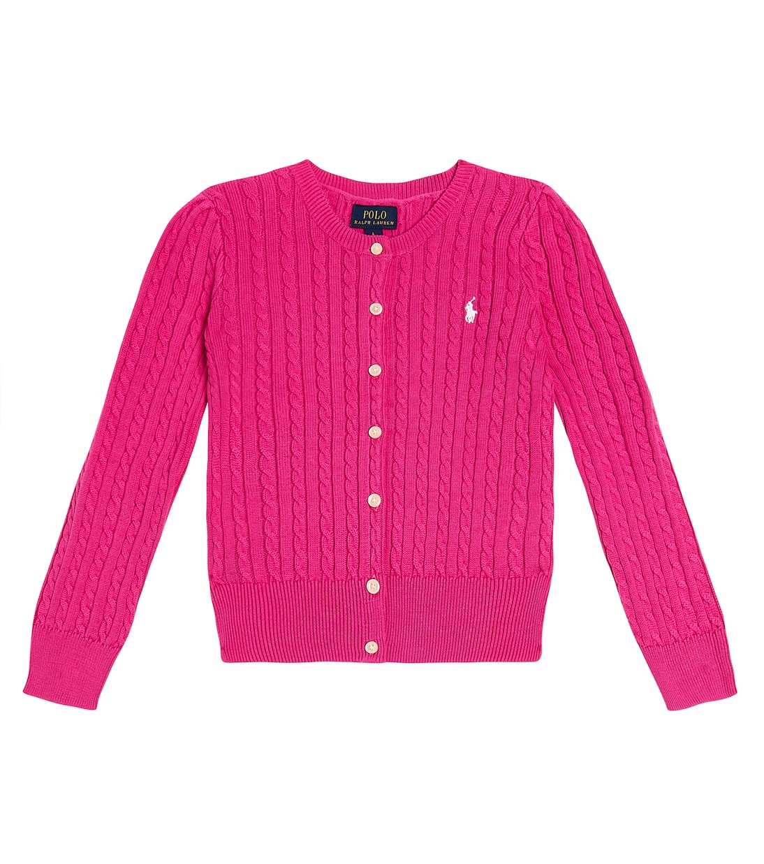 Cable knit cotton cardigan in pink Polo Ralph Lauren Kids Mytheresa