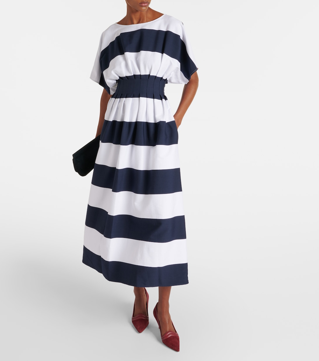 Abito midi in misto cotone a righe | Carolina Herrera