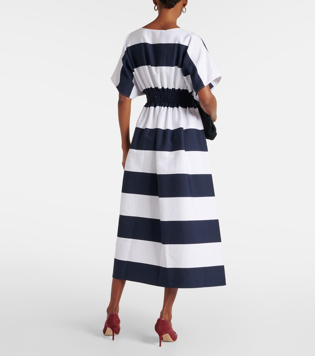 Abito midi in misto cotone a righe | Carolina Herrera