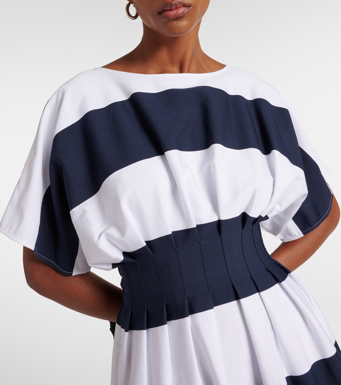Abito midi in misto cotone a righe | Carolina Herrera