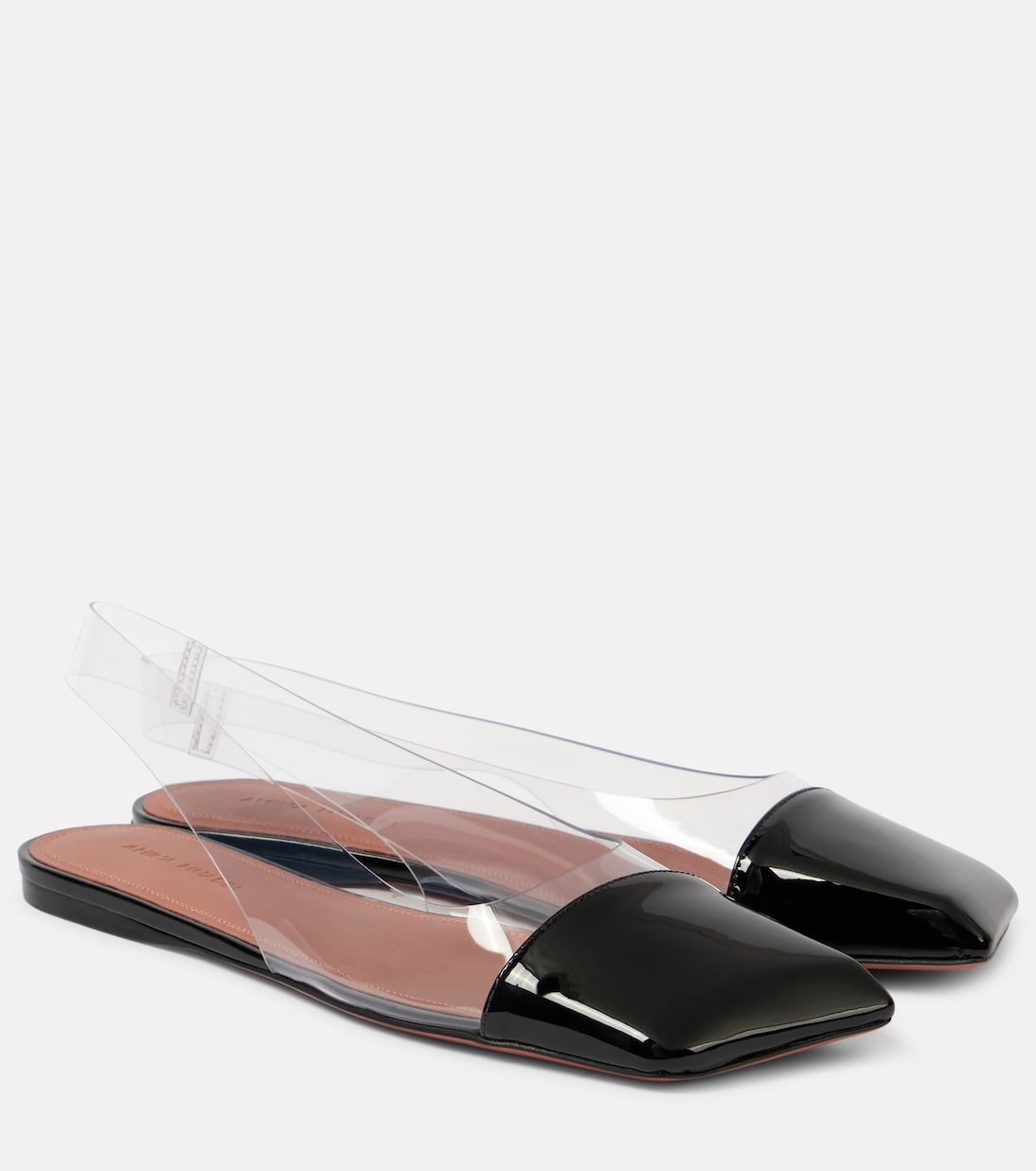 Ane Glass PVC and patent leather slingback flats | Amina Muaddi