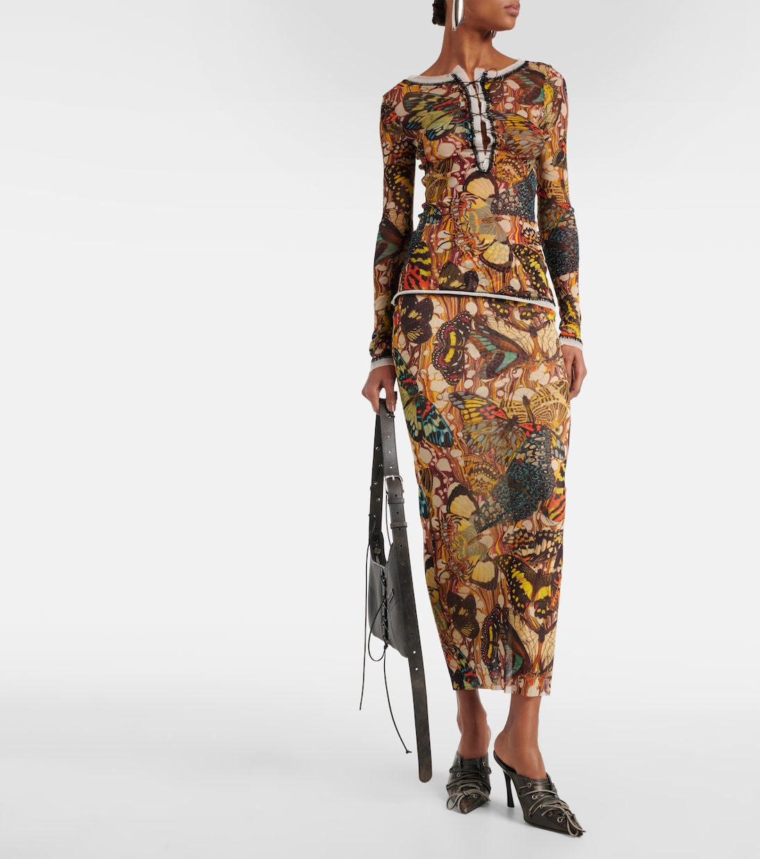 Printed mesh maxi skirt | Jean Paul Gaultier