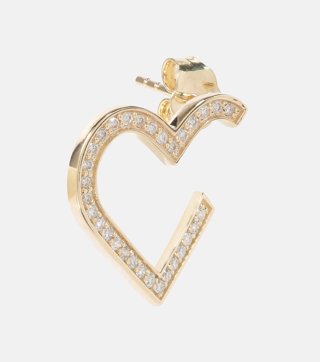 Heart 14kt gold hoop earrings with diamonds | Sydney Evan