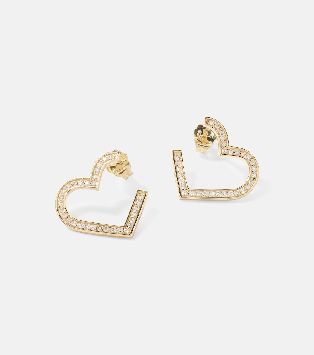 Heart 14kt gold hoop earrings with diamonds | Sydney Evan
