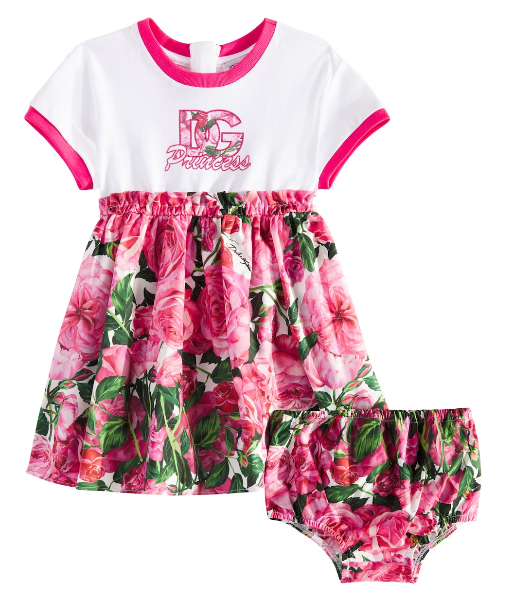 Baby cotton jersey and poplin dress | Dolce&Gabbana Kids