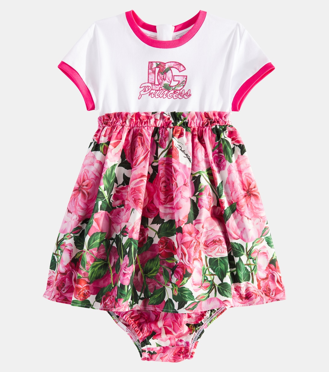 Baby cotton jersey and poplin dress | Dolce&Gabbana Kids