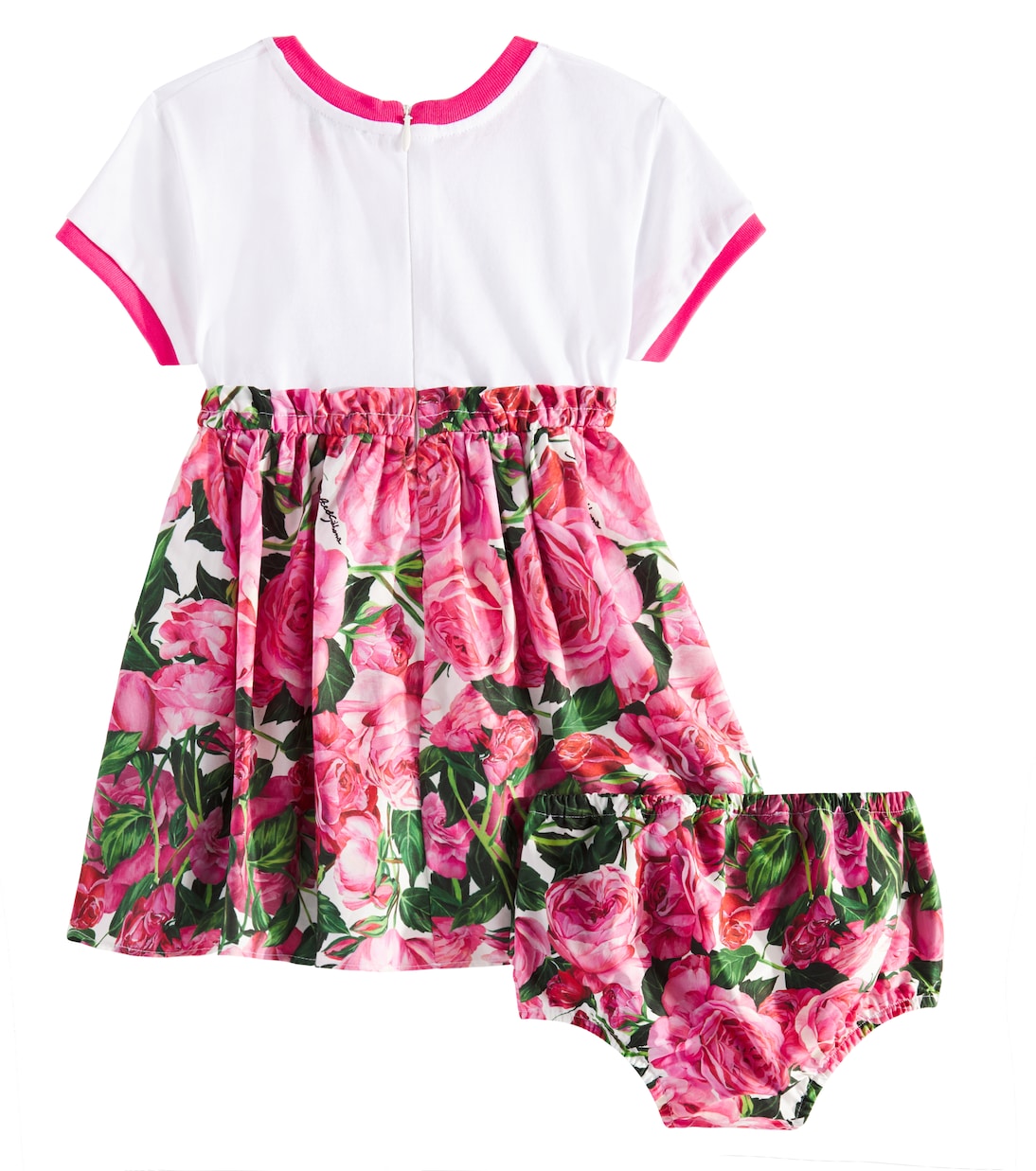 Baby cotton jersey and poplin dress | Dolce&Gabbana Kids