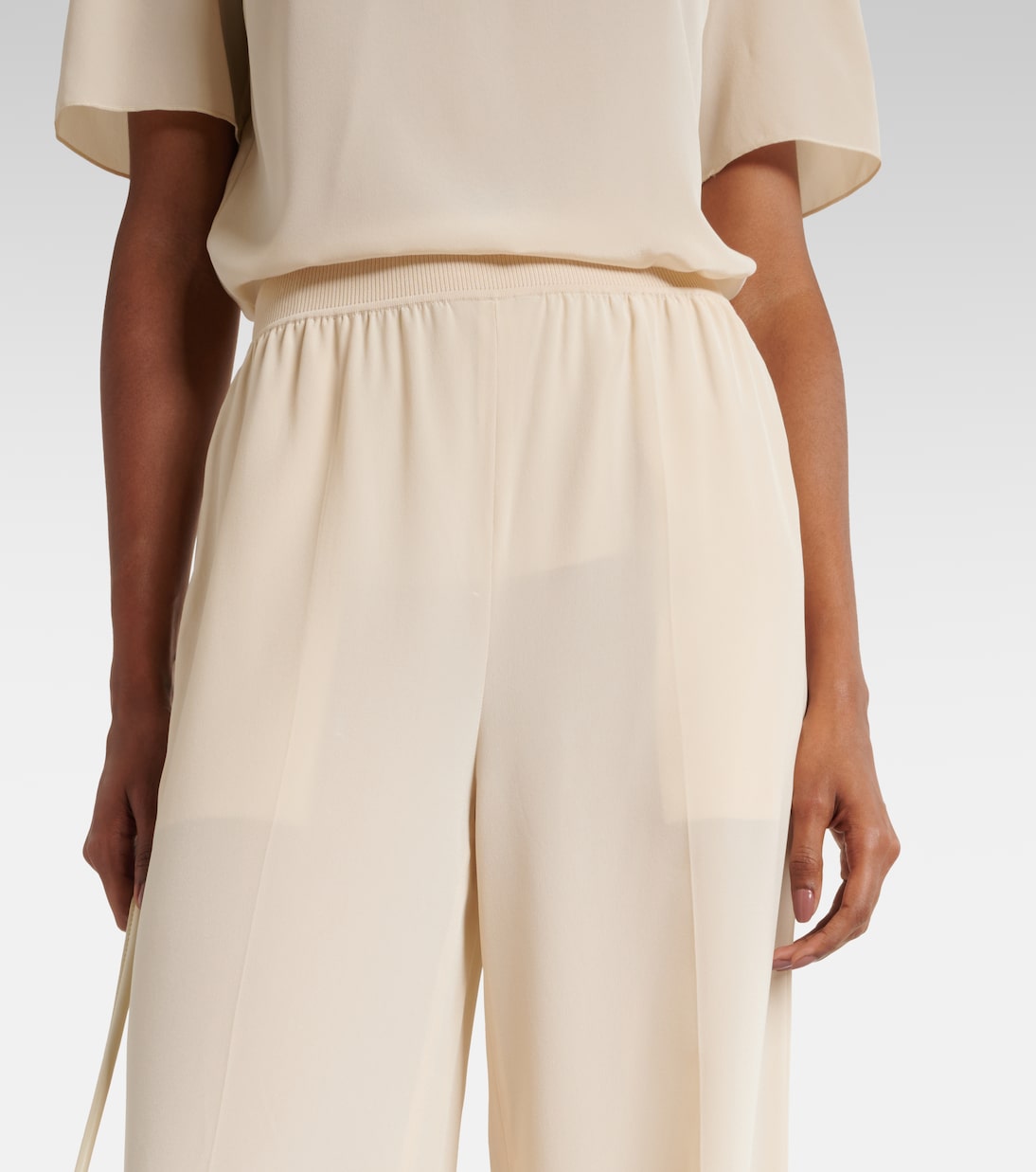 Weite High-Rise-Hose aus Seiden-Crêpe | Joseph