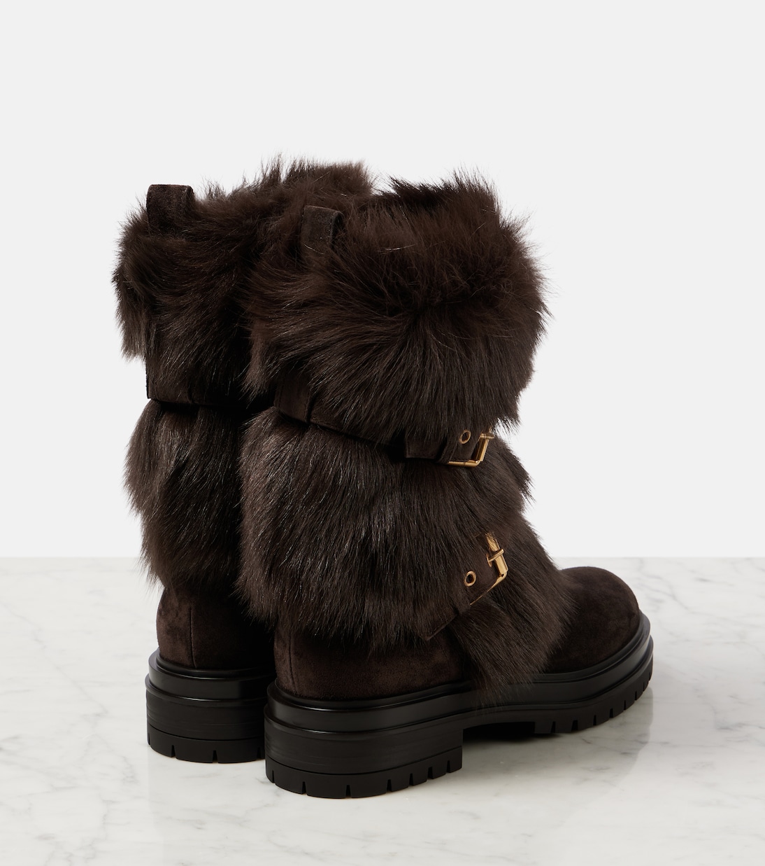 Botas biker Maverick de piel con borrego | Gianvito Rossi