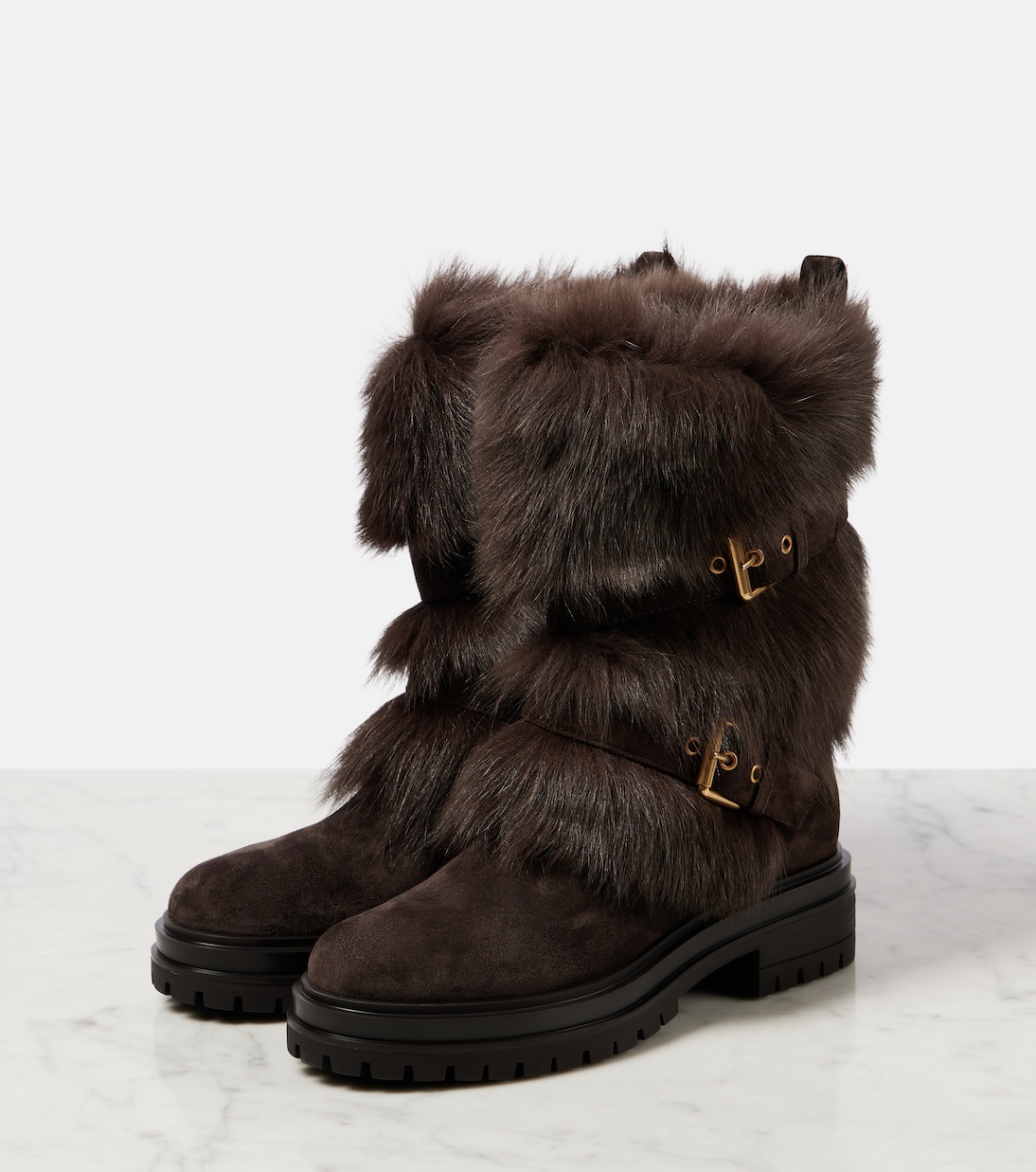 Botas biker Maverick de piel con borrego | Gianvito Rossi