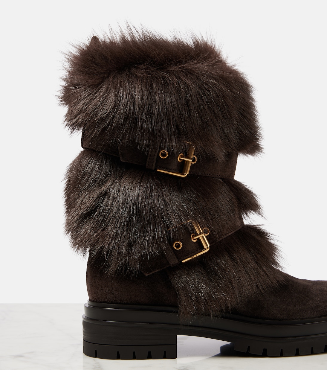 Botas biker Maverick de piel con borrego | Gianvito Rossi