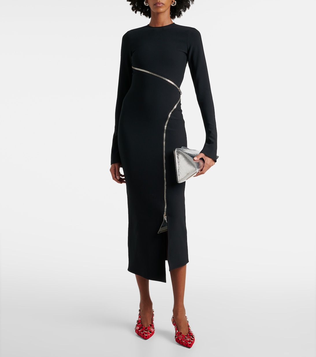 Verzierte Slingback-Pumps Grid 50 aus Veloursleder | The Attico