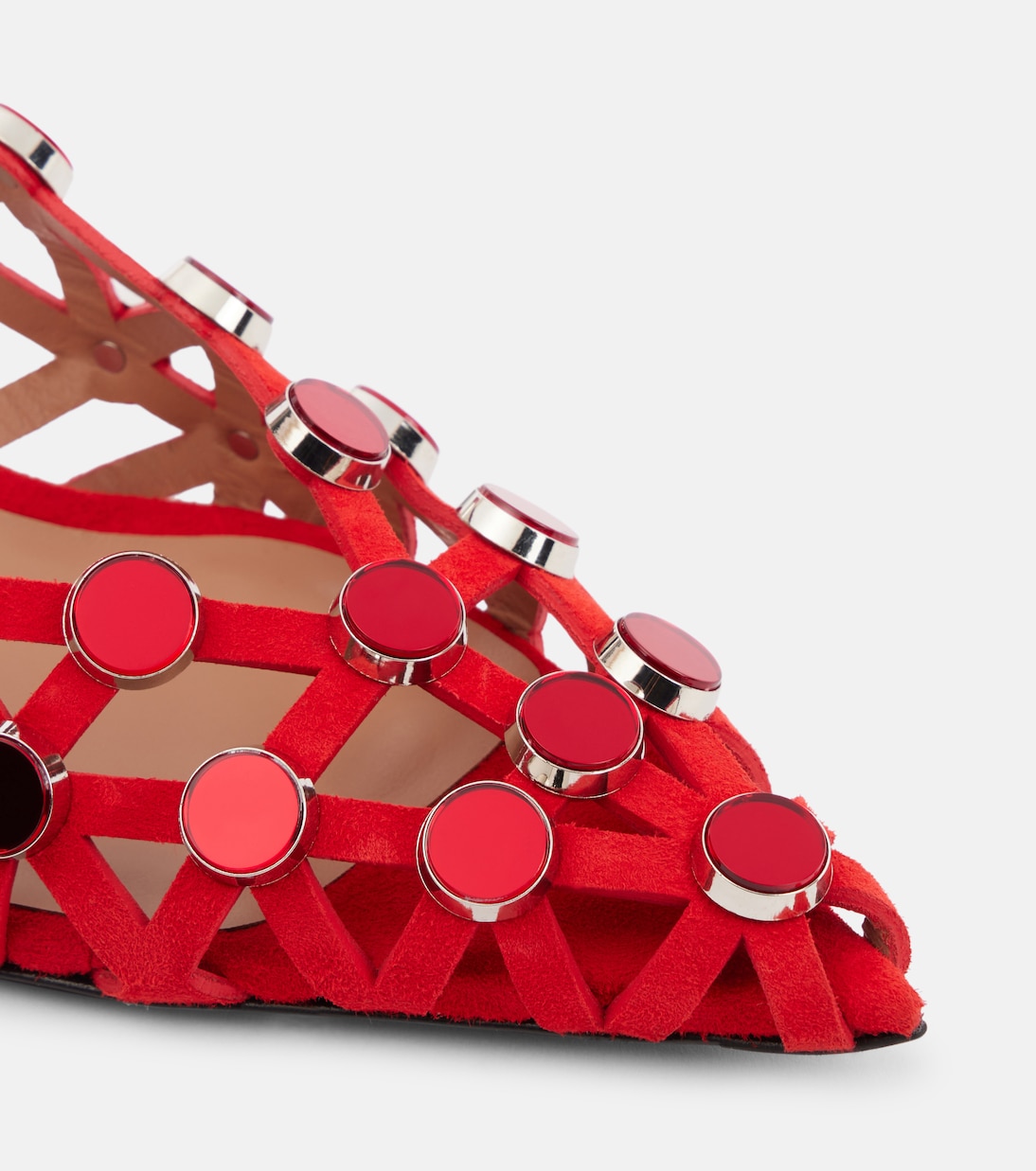 Verzierte Slingback-Pumps Grid 50 aus Veloursleder | The Attico