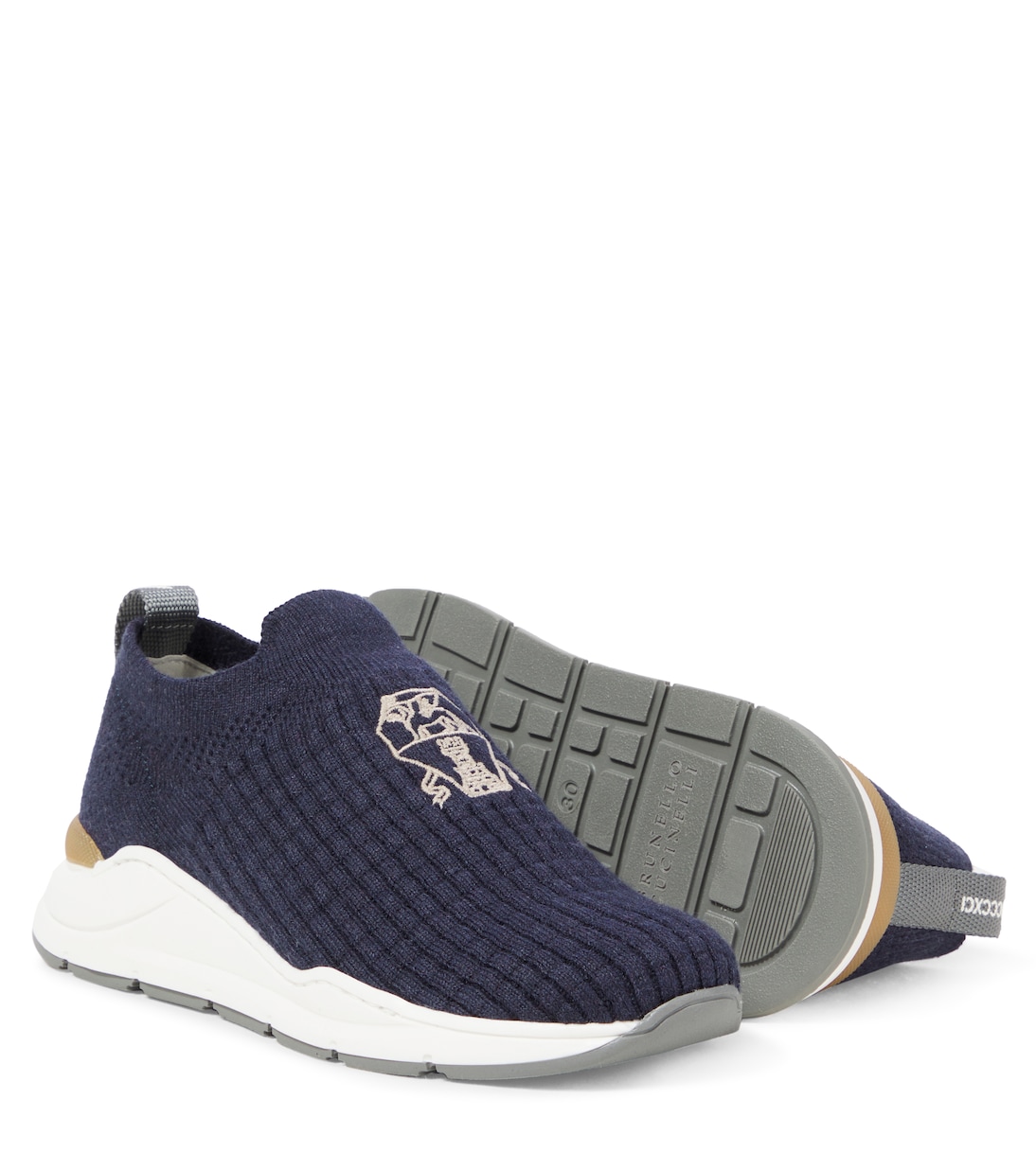 Sneakers in maglia con finiture in suede | Brunello Cucinelli Kids