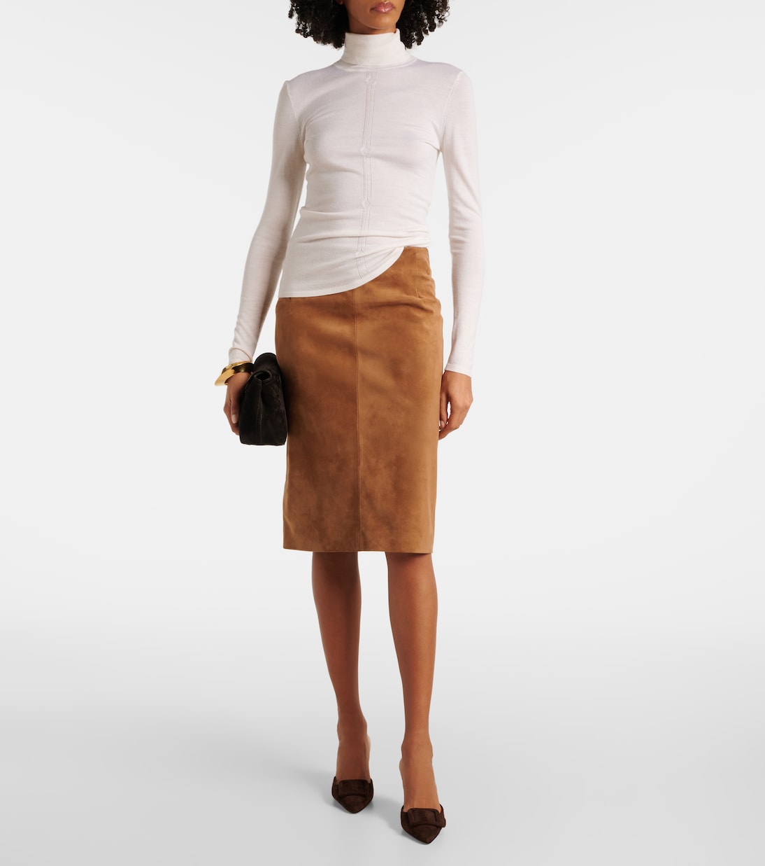 Bleistiftrock Lady aus Veloursleder | Nour Hammour