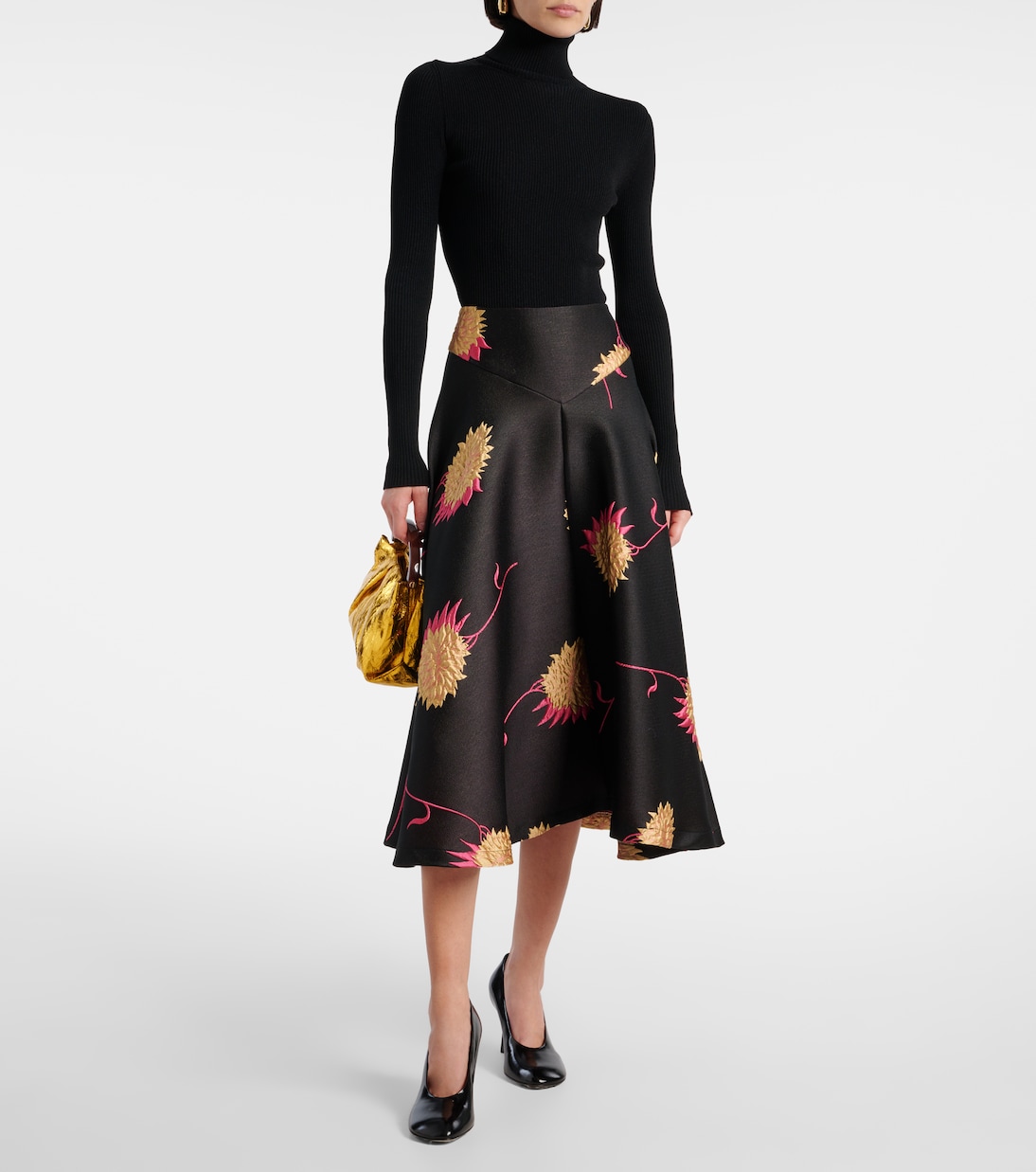 Gonna midi Milano in jacquard di raso | La DoubleJ