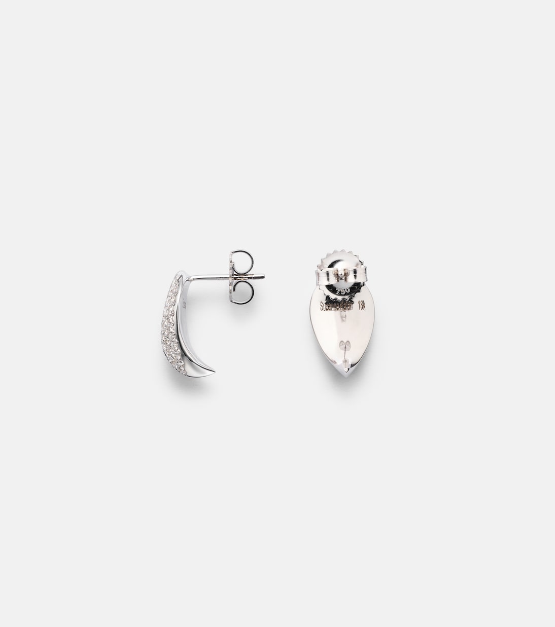 Orecchini in oro bianco 18kt con diamanti firmati Suzanne Kalan, design moderno per giovani trendy.