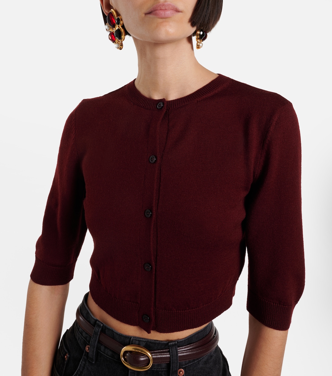 Cardigan cropped in lana | Saint Laurent