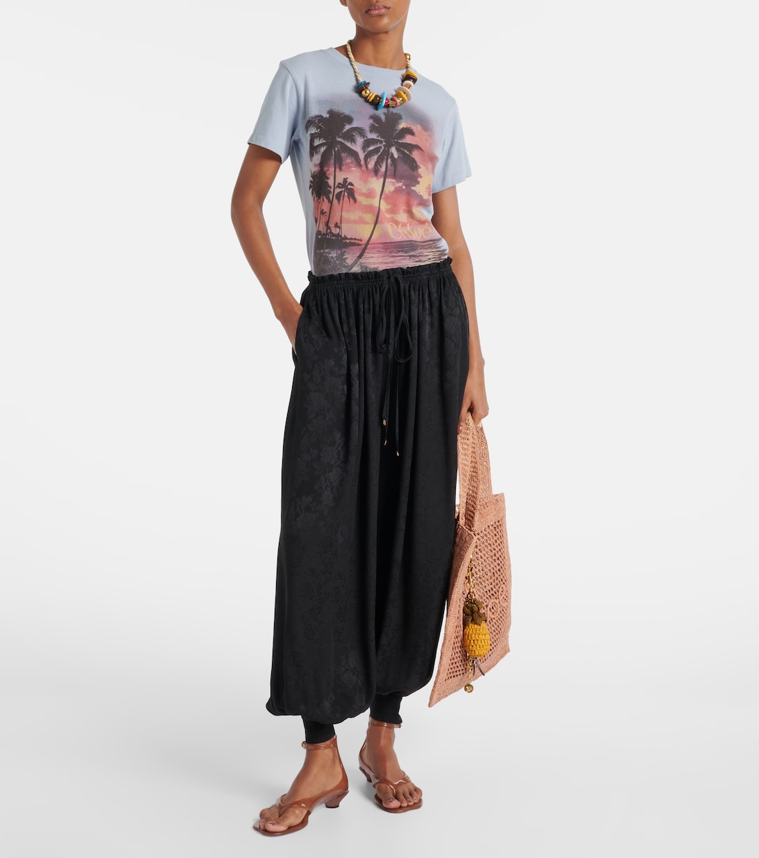 Weite Hose aus Seiden-Jacquard  | Chloé