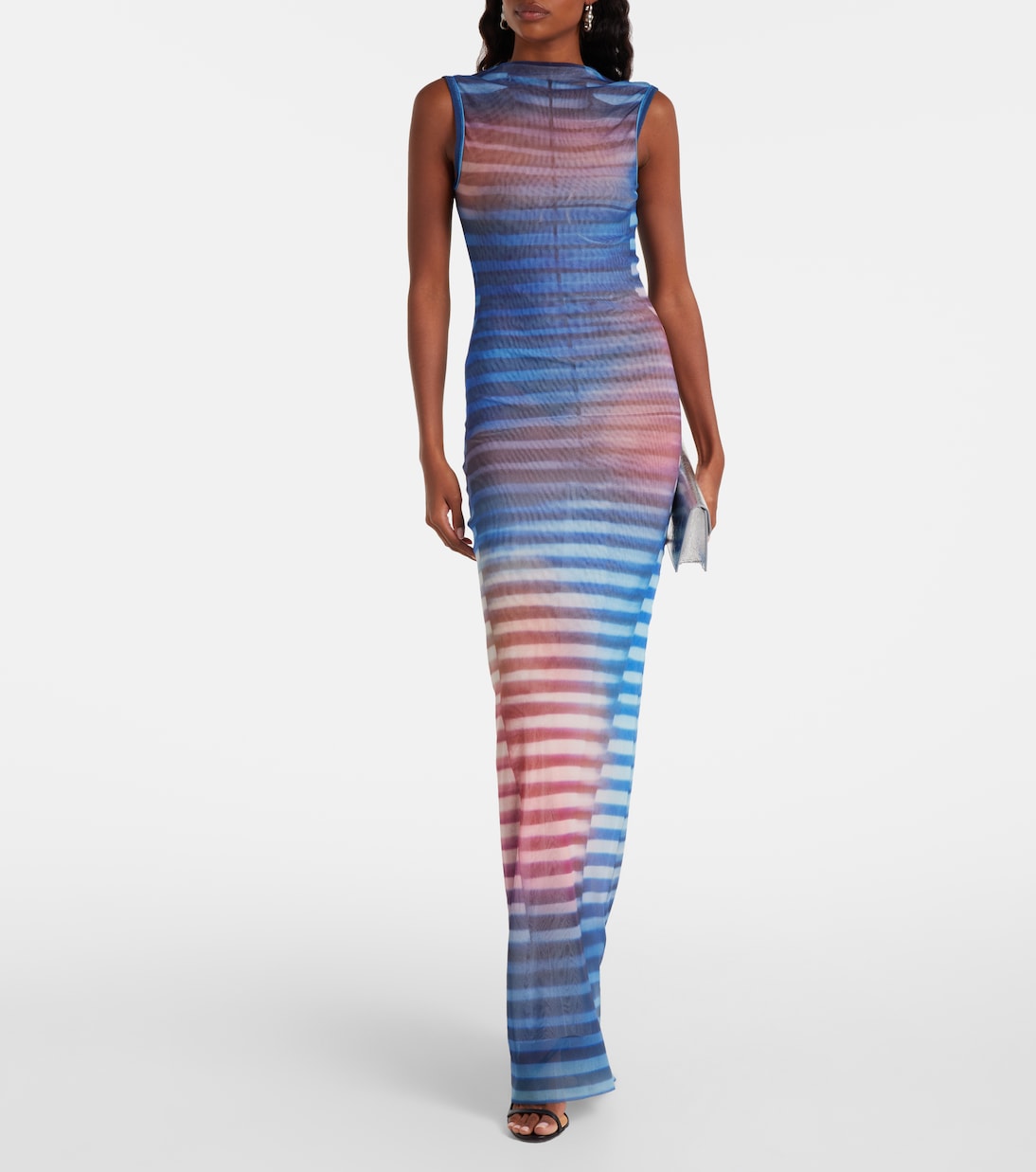 Air striped tulle maxi dress | Jean Paul Gaultier