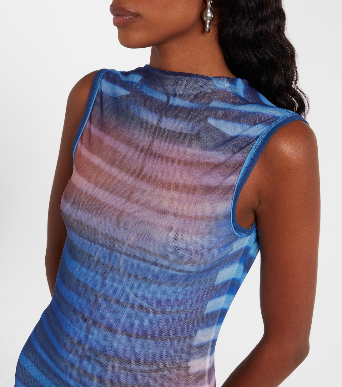 Air striped tulle maxi dress | Jean Paul Gaultier