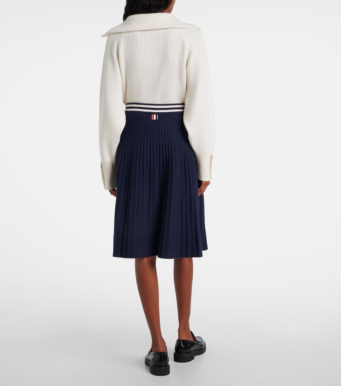 细皱布羊毛混纺中长半身裙 | Thom Browne